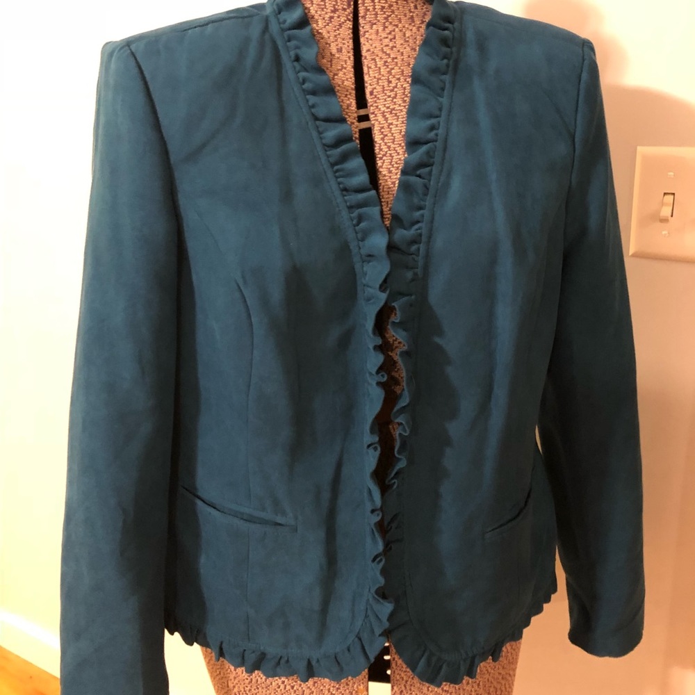 Dress Barn Emerald Green Vegan Suede Blazer
